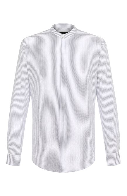 Мужская хлопковая рубашка GIORGIO ARMANI голубого цвета, арт. GM001584/TE14654 | Фото 1 (Материал внешний: Хлопок; Драгоценные камни: Проставлено; Рукава: Длинные; Материал сплава: Проставлено; Длина (для топов): Стандартные)