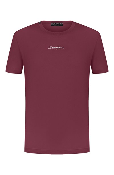 Хлопковая футболка DOLCE & GABBANA бордового цвета по цене 52150 руб., арт. G8RN8Z/G7P0C, фото 1 Хлопковая футболка DOLCE & GABBANA, арт. G8RN8Z/G7P0C, фото 1