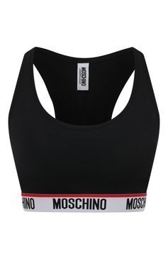 Женский хлопковый бра-топ MOSCHINO черного цвета, арт. 232V6/A0881/4402 | Фото 1 (Материал сплава: Проставлено; Нос: Не проставлено; Материал внешний: Хлопок; Женское Кросс-КТ: Бюстгальтеры)