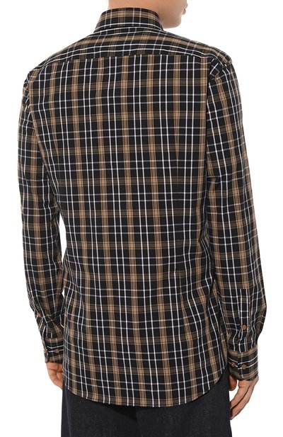 Хлопковая рубашка BOSS коричневого цвета по цене 10560 руб., арт. 50496168, фото 4 Хлопковая рубашка BOSS, арт. 50496168, фото 4