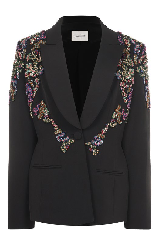 Жакет с отделкой стразами и пайетками Zuhair Murad PJK25001/CRCA019 Чёрный PJK25001/CRCA019