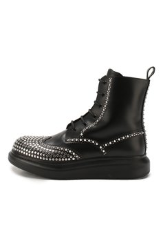 Мужские кожаные ботинки ALEXANDER MCQUEEN черного цвета, арт. 610808/WHX59 | Фото 3 (Подошва: Массивная; Материал внутренний: Натуральная кожа; Мужское Кросс-КТ: Байкеры-обувь; Материал утеплителя: Без утеплителя; Драгоценные камни: Проставлено; Материал сплава: Проставлено; Материал внешний: Натуральная кожа)