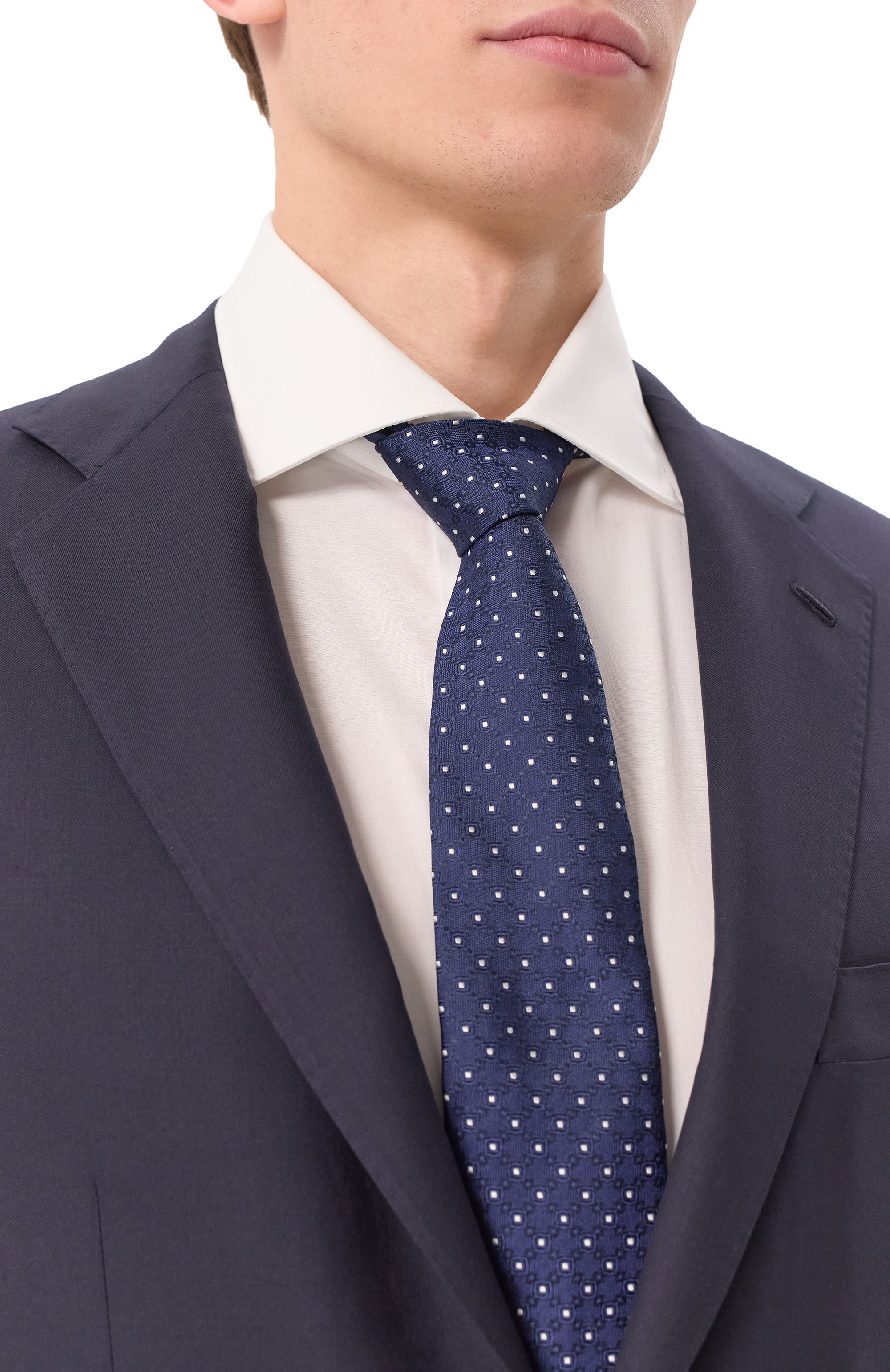 Шелковый галстук BRUNELLO CUCINELLI темно-синего цвета по цене 39600 руб., арт. MR8990018, фото 2 Шелковый галстук BRUNELLO CUCINELLI, арт. MR8990018, фото 2