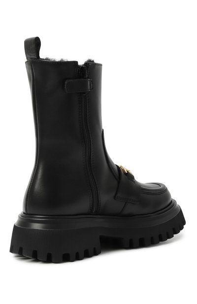 Кожаные ботинки DOLCE & GABBANA черного цвета по цене 79950 руб., арт. D11328/A0227, фото 3 Кожаные ботинки DOLCE & GABBANA, арт. D11328/A0227, фото 3