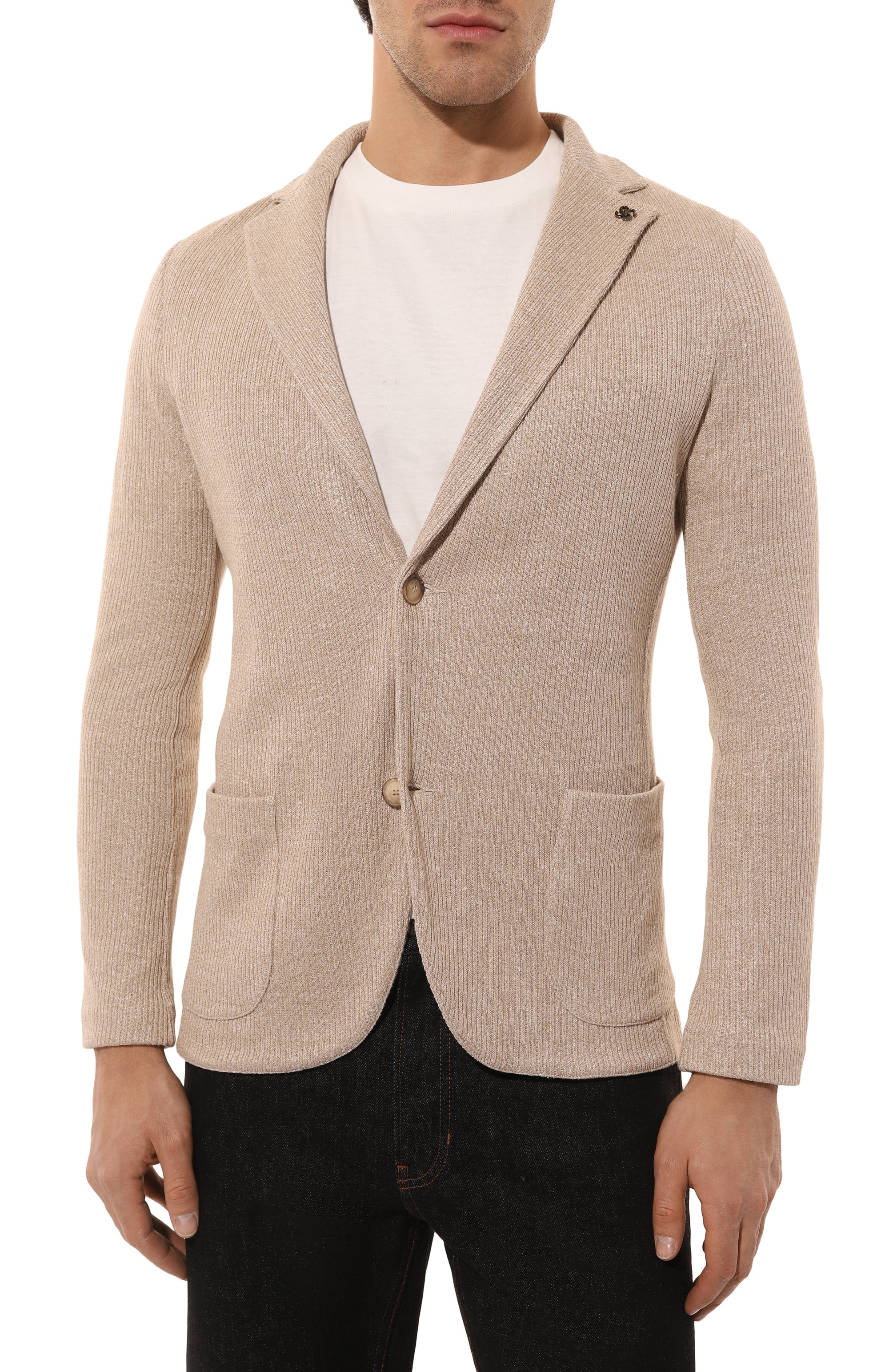 Пиджак изо льна и хлопка GRAN SASSO бежевого цвета по цене 66450 руб., арт. 57156/18652, фото 4 Пиджак изо льна и хлопка GRAN SASSO, арт. 57156/18652, фото 4