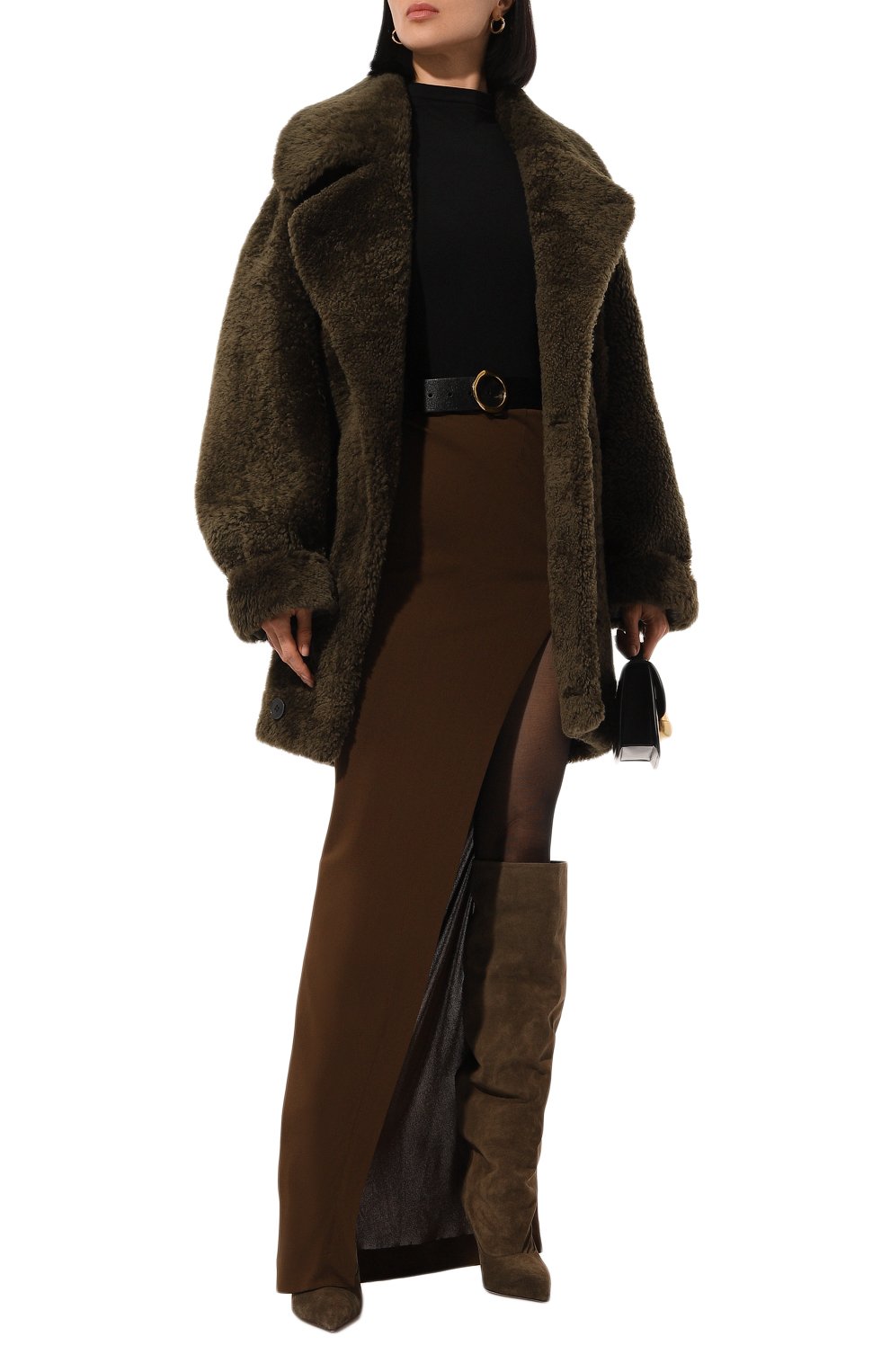 Шуба из овчины PETAR PETROV хаки цвета по цене 527500 руб., арт. F24LM5, фото 2 Шуба из овчины PETAR PETROV, арт. F24LM5, фото 2