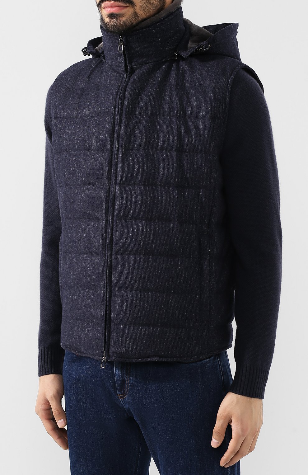 Пуховый жилет на молнии с капюшоном LORO PIANA, арт. FAI3790, фото 3