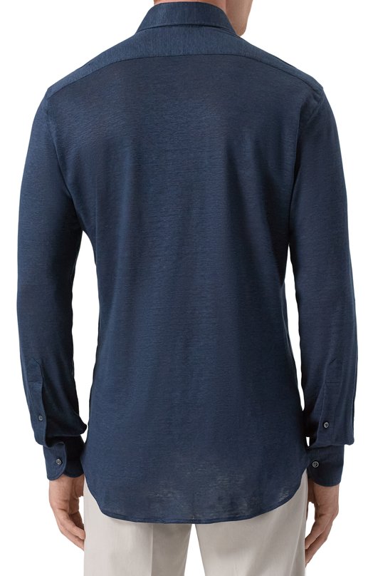 Льняная рубашка MVST SLIM/GABRIELLE/R0UND/800-JERSEY Синий  SLIM/GABRIELLE/R0UND/800-JERSEY Фото 4
