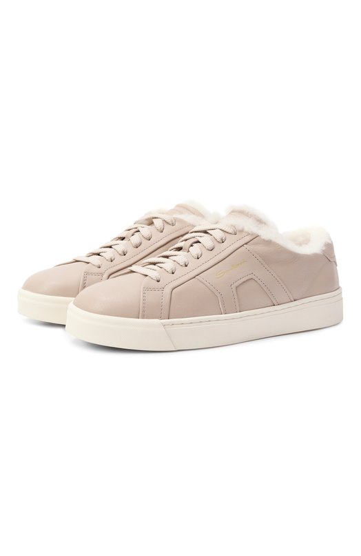 Кожаные кеды Santoni WBGG61419PNNPXWL Бежевый WBGG61419PNNPXWL
