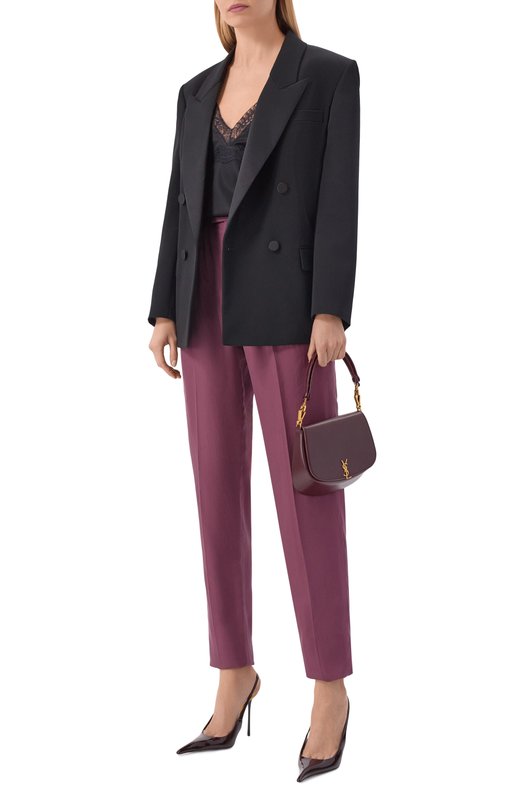 Шелковые брюки Saint Laurent 856580/Y6J78 Фиолетовый  856580/Y6J78 Фото 2