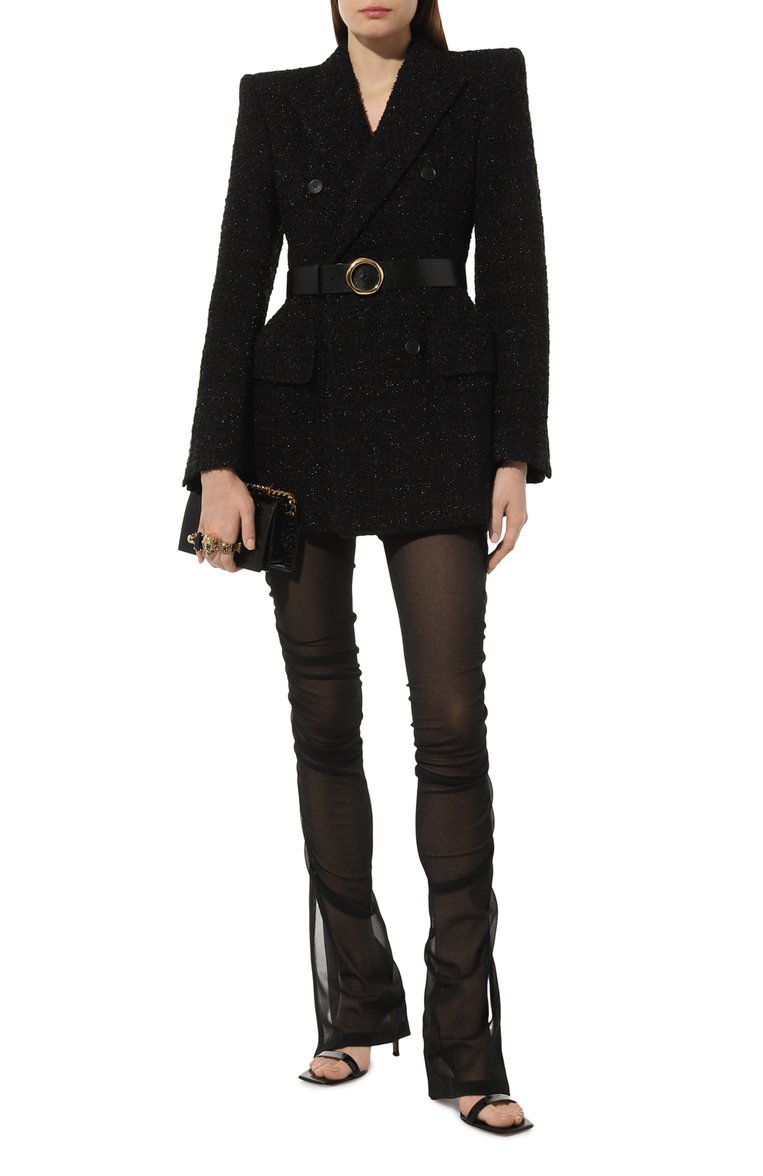 Женские брюки RICK OWENS LILIES черного цвета, арт. LI01D6335/0T | Фото 2 (Материал внешний: Синтетический материал; Силуэт Ж (брюки и джинсы): Расклешенные; Стили: Гранж; Женское Кросс-КТ: Брюки-одежда; Длина (брюки, джинсы): Стандартные)