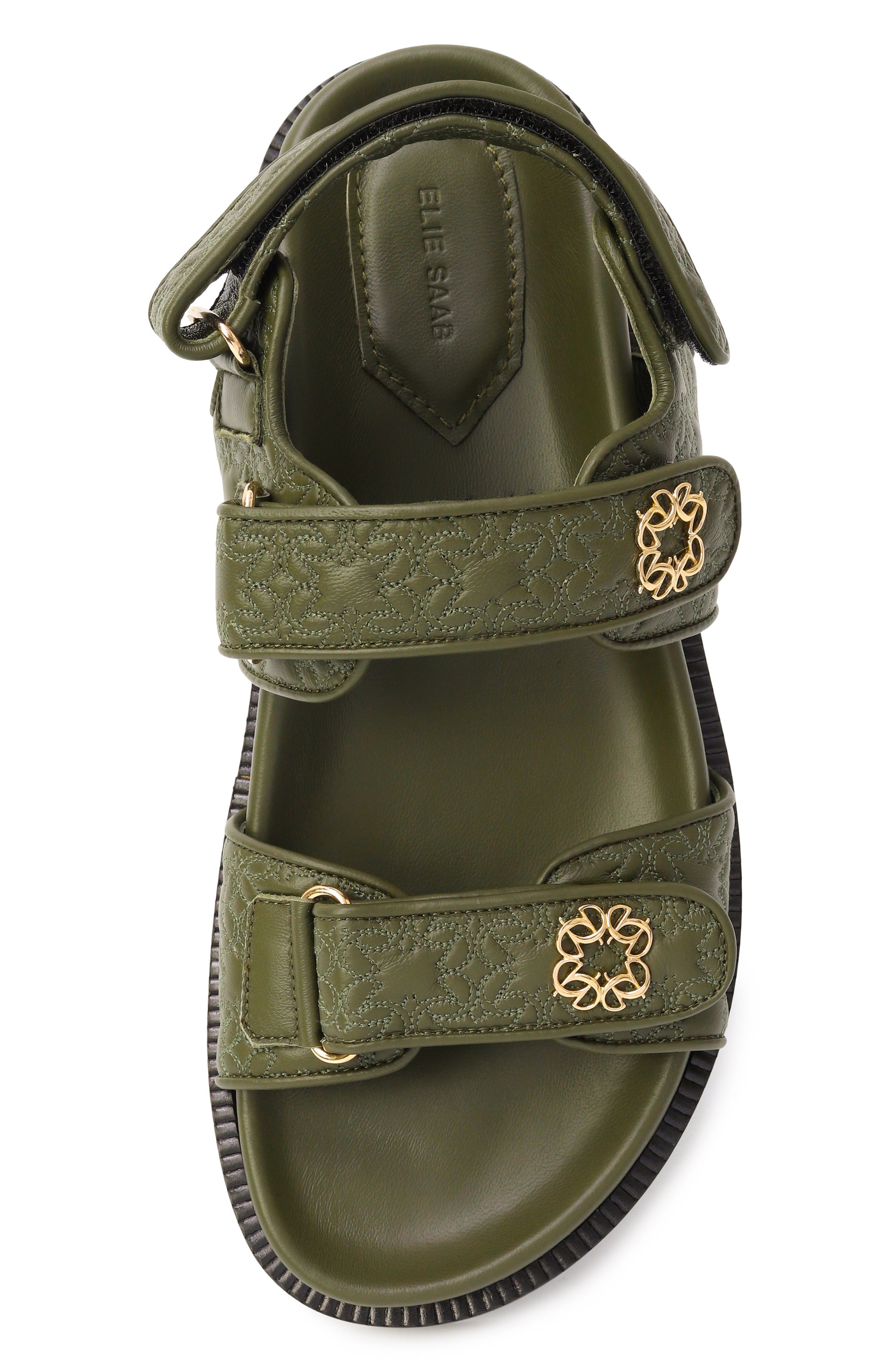 Кожаные сандалии ELIE SAAB хаки цвета по цене 109000 руб., арт. B0005S25/NL005/PALM SHADE, фото 6 Кожаные сандалии ELIE SAAB, арт. B0005S25/NL005/PALM SHADE, фото 6