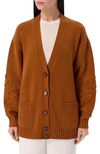Кашемировый кардиган LORO PIANA оранжевого цвета по цене 894000 руб., арт. FRW1335, фото 3 Кашемировый кардиган LORO PIANA, арт. FRW1335, фото 3