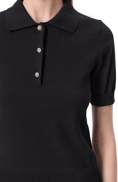 Хлопковое поло N21 черного цвета по цене 52750 руб., арт. A017/9508, фото 5 Хлопковое поло N21, арт. A017/9508, фото 5