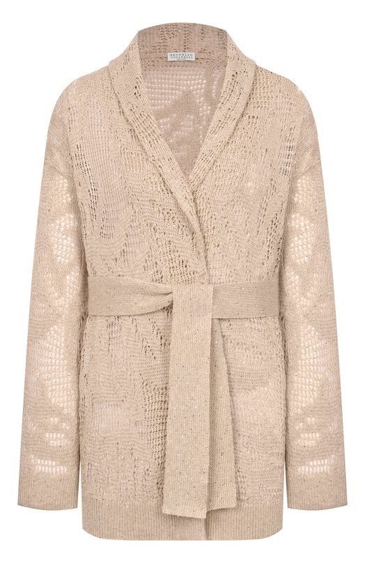 Кардиган изо льна и хлопка Brunello Cucinelli MDT771006 Бежевый MDT771006