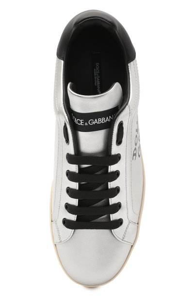 Кожаные кеды portofino DOLCE & GABBANA серебряного цвета по цене 68550 руб., арт. CS1772/AW151, фото 5 Кожаные кеды portofino DOLCE & GABBANA, арт. CS1772/AW151, фото 5