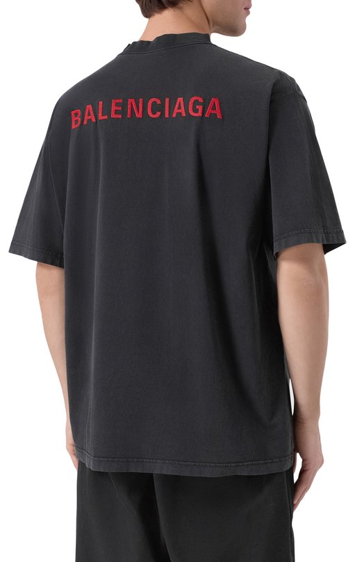 Хлопковая футболка Balenciaga 764235/TTVJ1 Чёрный  764235/TTVJ1 Фото 4