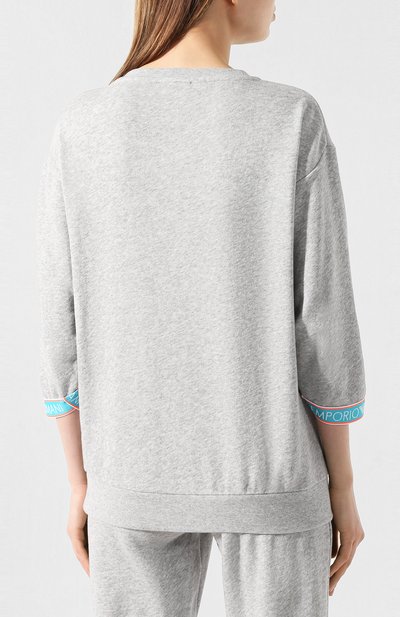Хлопковый свитшот EMPORIO ARMANI серого цвета по цене 14100 руб., арт. 164320/0P287, фото 4 Хлопковый свитшот EMPORIO ARMANI, арт. 164320/0P287, фото 4