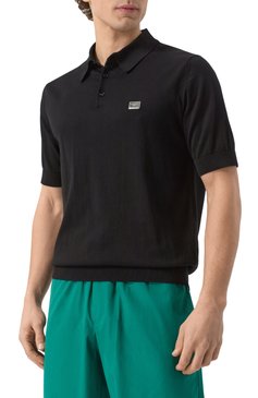 Мужское хлопковое поло DOLCE & GABBANA черного цвета, арт. GXZ02T/JBCE9 | Фото 3 (Рукава: Короткие; Драгоценные камни: Проставлено; Длина (для топов): Стандартные; Материал сплава: Проставлено; Принт: Без принта; Стили: Кэжуэл; Застежка: Пуговицы; Кросс-КТ: Трикотаж; Материал внешний: Хлопок)