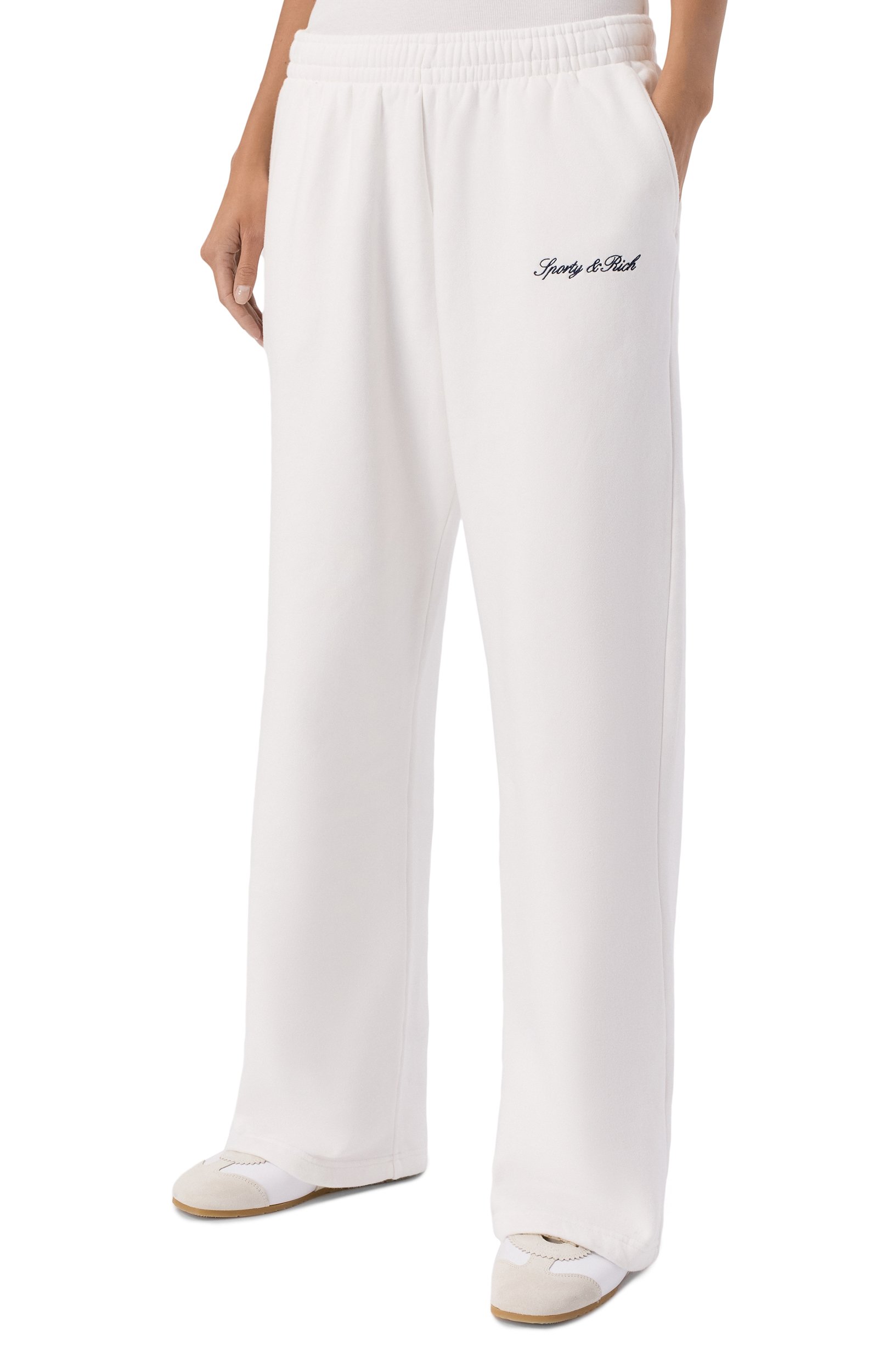 Хлопковые брюки SPORTY AND RICH белого цвета по цене 32200 руб., арт. PA071712326WH01, фото 3 Хлопковые брюки SPORTY AND RICH, арт. PA071712326WH01, фото 3