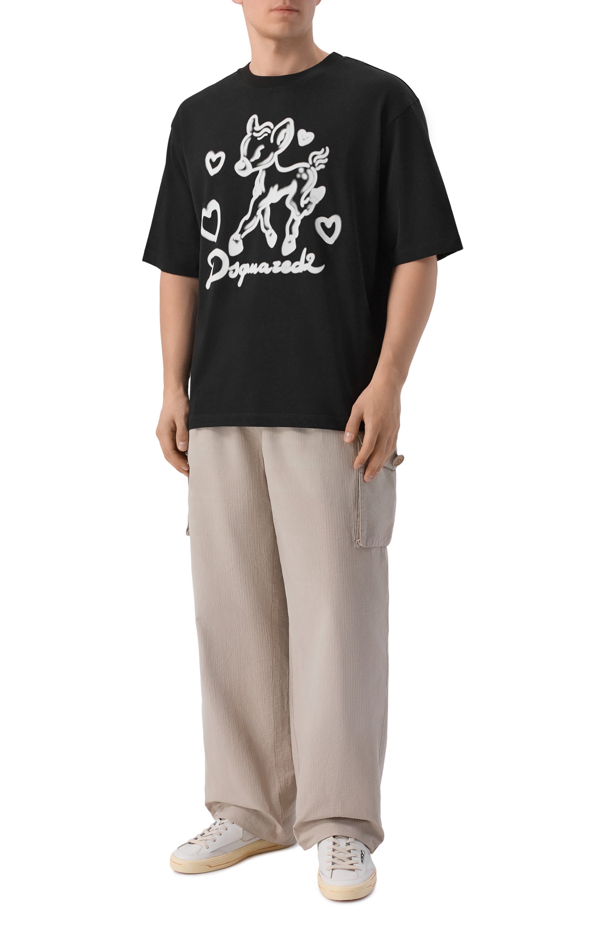 Хлопковая футболка DSQUARED2 черного цвета по цене 27850 руб., арт. S74GD1583/D20033, фото 2 Хлопковая футболка DSQUARED2, арт. S74GD1583/D20033, фото 2