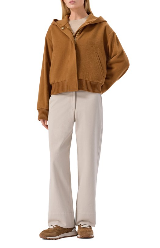 Брюки из хлопка и шерсти Brunello Cucinelli MP142P9036 Кремовый  MP142P9036 Фото 2