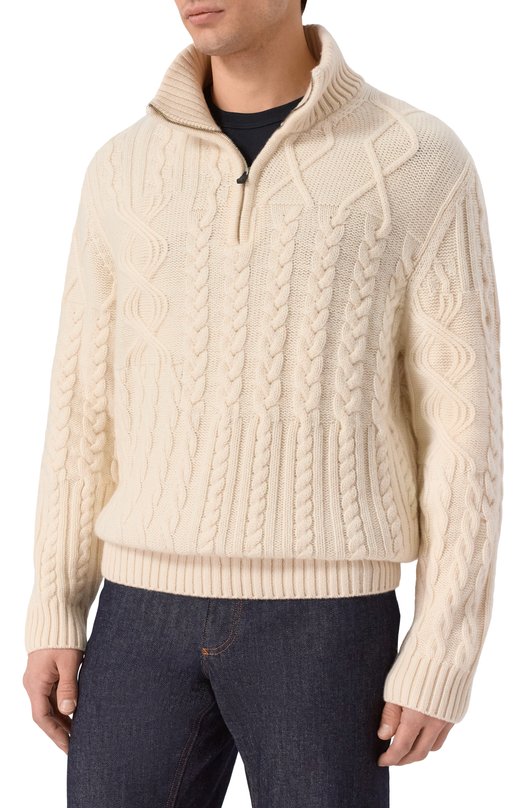 Кашемировый свитер Kiton UMM071702 Кремовый  UMM071702 Фото 3