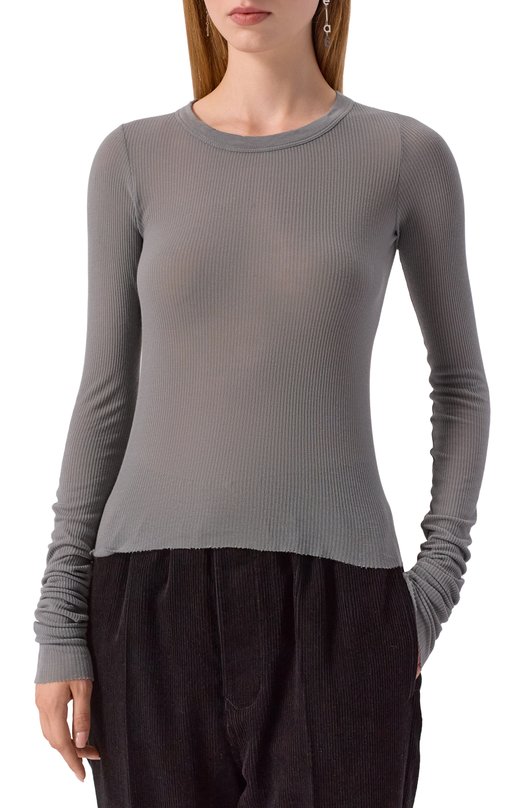 Лонгслив из вискозы и шелка Rick Owens RP02E4209/RC Серый  RP02E4209/RC Фото 3