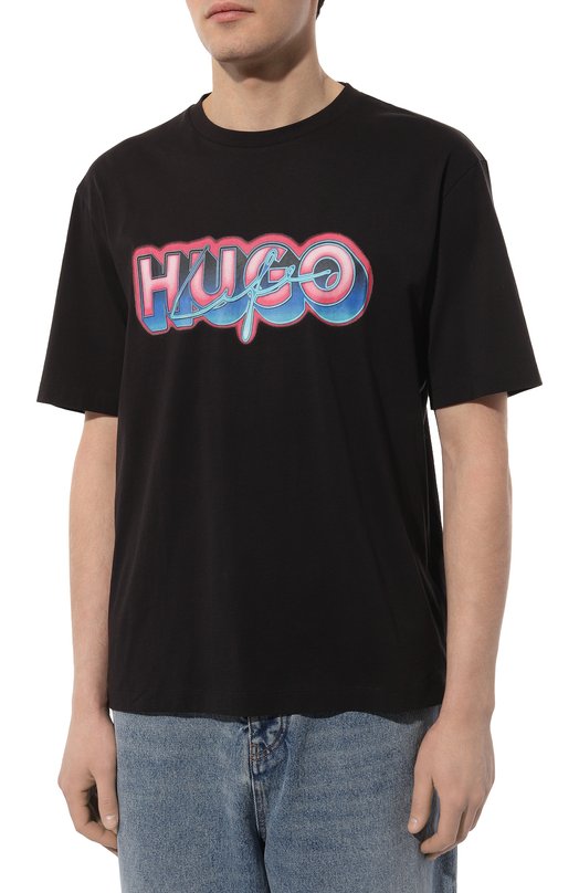 Хлопковая футболка HUGO 50515278 Чёрный  50515278 Фото 3