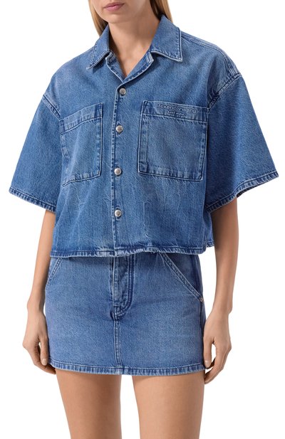 Джинсовая рубашка ALEXANDER WANG синего цвета по цене 67800 руб., арт. 4DC1261938, фото 3 Джинсовая рубашка ALEXANDER WANG, арт. 4DC1261938, фото 3