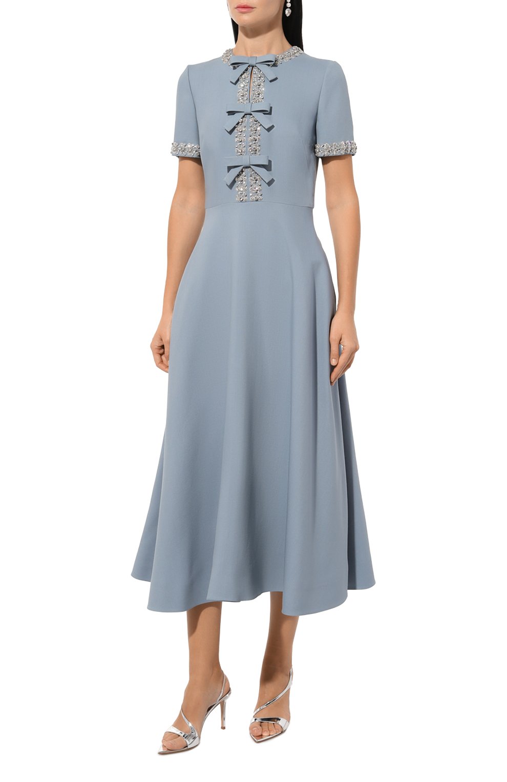 Платье из шерсти и шелка VALENTINO голубого цвета по цене 777000 руб., арт. 5B3VAAC61CF, фото 3 Платье из шерсти и шелка VALENTINO, арт. 5B3VAAC61CF, фото 3