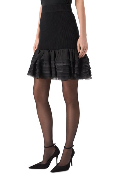 Юбка из шерсти и кашемира NINA RICCI черного цвета по цене 113000 руб., арт. 26AMJU003/ML0620, фото 3 Юбка из шерсти и кашемира NINA RICCI, арт. 26AMJU003/ML0620, фото 3