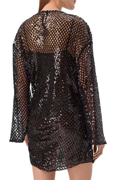 Платье с отделкой пайетками THE ATTICO черного цвета по цене 155500 руб., арт. 251WCA00453/PLL009AA, фото 4 Платье с отделкой пайетками THE ATTICO, арт. 251WCA00453/PLL009AA, фото 4