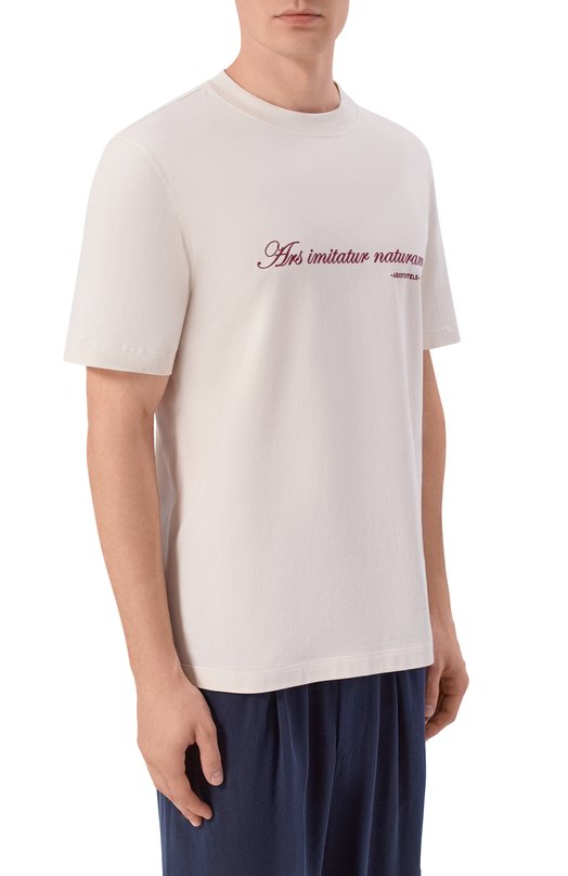 Хлопковая футболка Brunello Cucinelli M0B138518 Кремовый  M0B138518 Фото 3