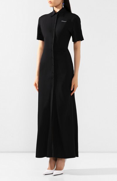 Платье из вискозы OFF-WHITE черного цвета по цене 123000 руб., арт. 0WDB248S20FAB0021001, фото 3 Платье из вискозы OFF-WHITE, арт. 0WDB248S20FAB0021001, фото 3