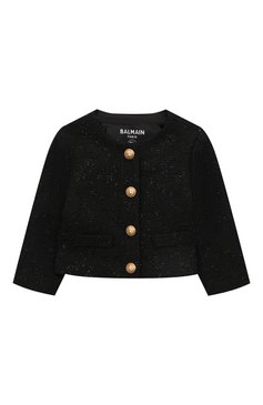 Детский жакет BALMAIN черного цвета, арт. BV2024. | Фото 1 (Нос: Не проставлено; Материал внешний: Хлопок, Синтетический материал; Ростовка одежда: 24 мес | 92 см, 36 мес | 98 см)