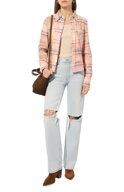 Хлопковая рубашка R13 розового цвета по цене 53950 руб., арт. R13WR311-R409B, фото 2 Хлопковая рубашка R13, арт. R13WR311-R409B, фото 2