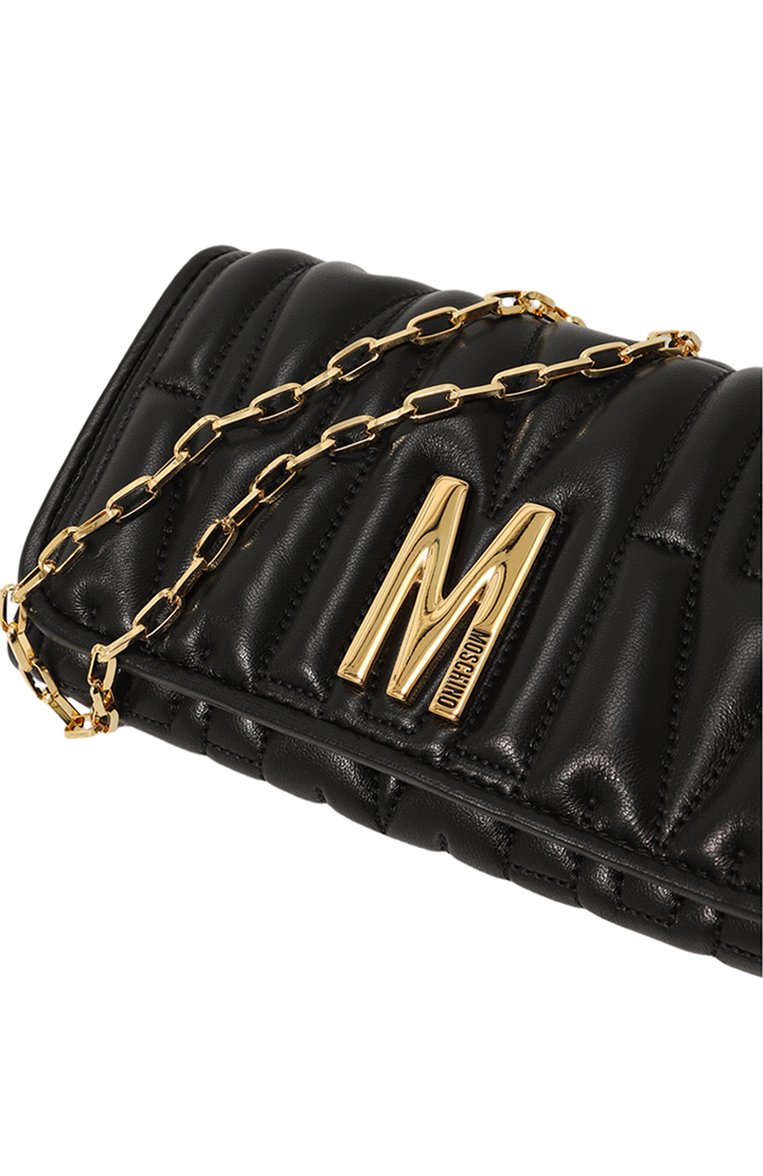 Женская сумка MOSCHINO черного цвета, арт. A8117/8002 | Фото 3 (Размер: mini; Материал: Натуральная кожа; Сумки-технические: Сумки через плечо)