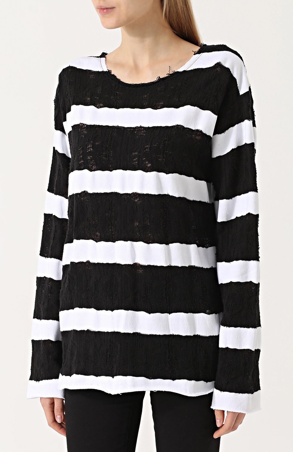 Хлопковый лонгслив в контрастную полоску RTA, арт. WF7120-822BKWHT, фото 3