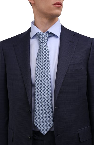 Шелковый галстук ZEGNA голубого цвета по цене 19950 руб., арт. Z3W01T/1UM, фото 2 Шелковый галстук ZEGNA, арт. Z3W01T/1UM, фото 2