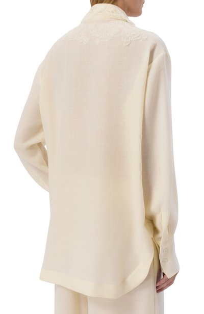 Шерстяная рубашка ERMANNO SCERVINO кремового цвета по цене 88300 руб., арт. D494K605XYI, фото 4 Шерстяная рубашка ERMANNO SCERVINO, арт. D494K605XYI, фото 4