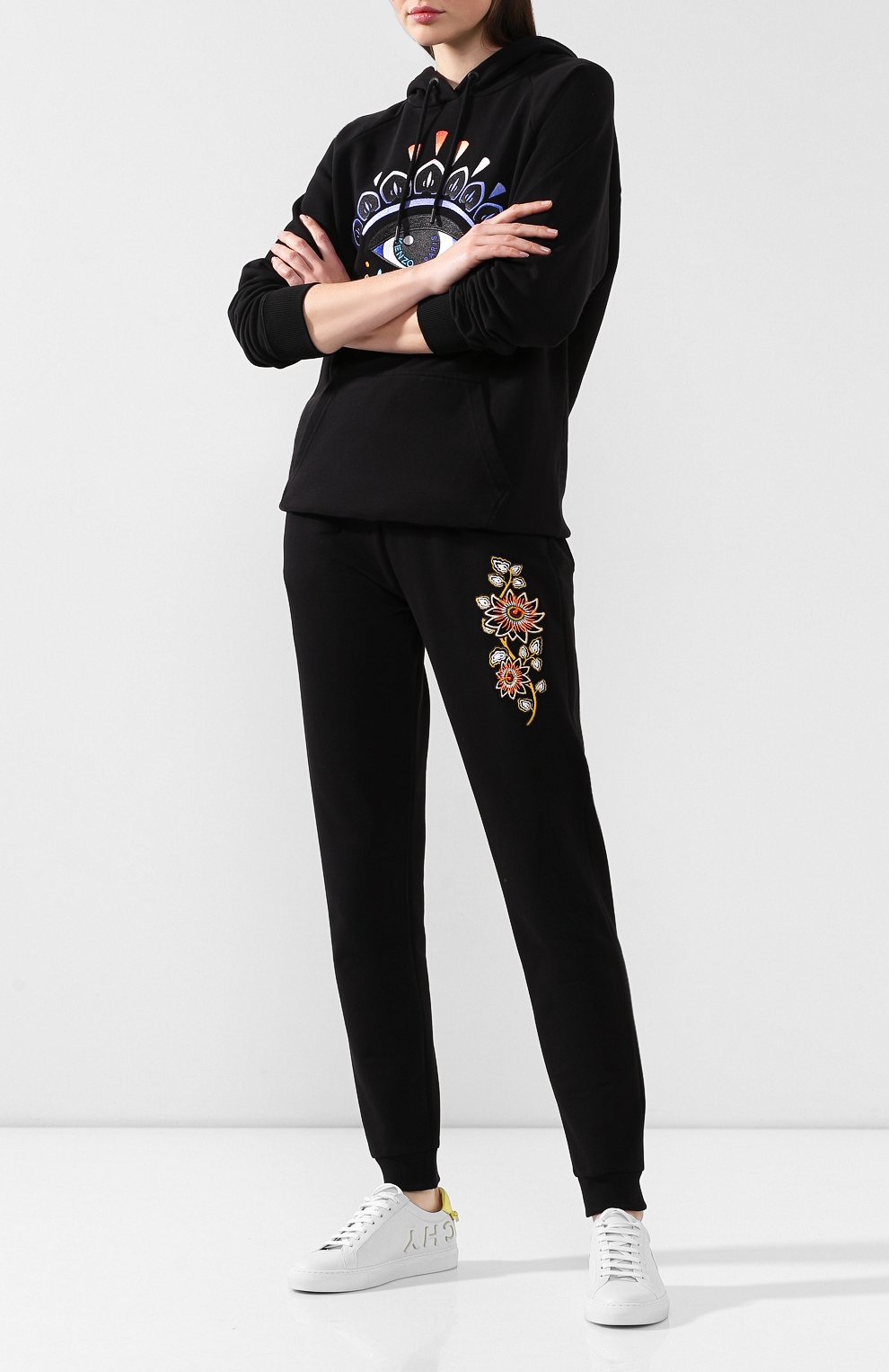 Хлопковые джоггеры KENZO черного цвета по цене 22350 руб., арт. F962PA721962, фото 2 Хлопковые джоггеры KENZO, арт. F962PA721962, фото 2