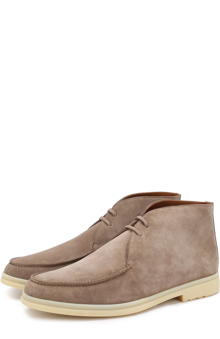 Мужские замшев�ые ботинки walk and walk LORO PIANA темно-бежевого цвета, арт. FAG3595 | Фото 1 (Материал внешний: Замша, Натуральная кожа; Статус проверки: Проверена категория, Проверено; Подошва: Плоская; Материал внутренний: Натуральная кожа; Материал утеплителя: Без утеплителя; Мужское Кросс-КТ: Дезерты-обувь)