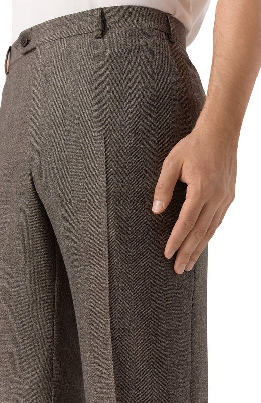 Шерстяные брюки Brioni RPC60N/0DA59 Коричневый  RPC60N/0DA59 Фото 5