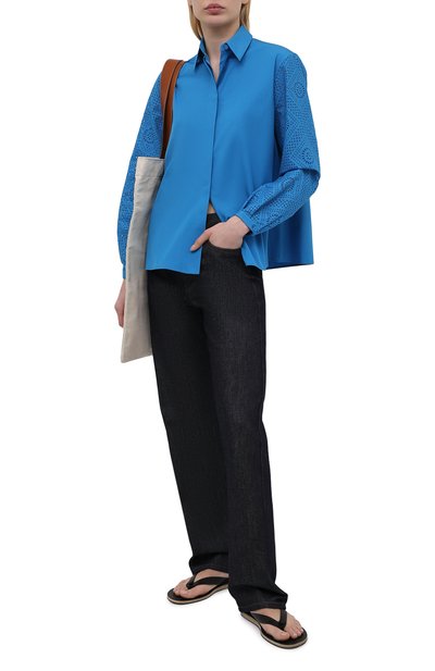 Хлопковая рубашка LORO PIANA синего цвета по цене 126500 руб., арт. FAL5911, фото 2 Хлопковая рубашка LORO PIANA, арт. FAL5911, фото 2