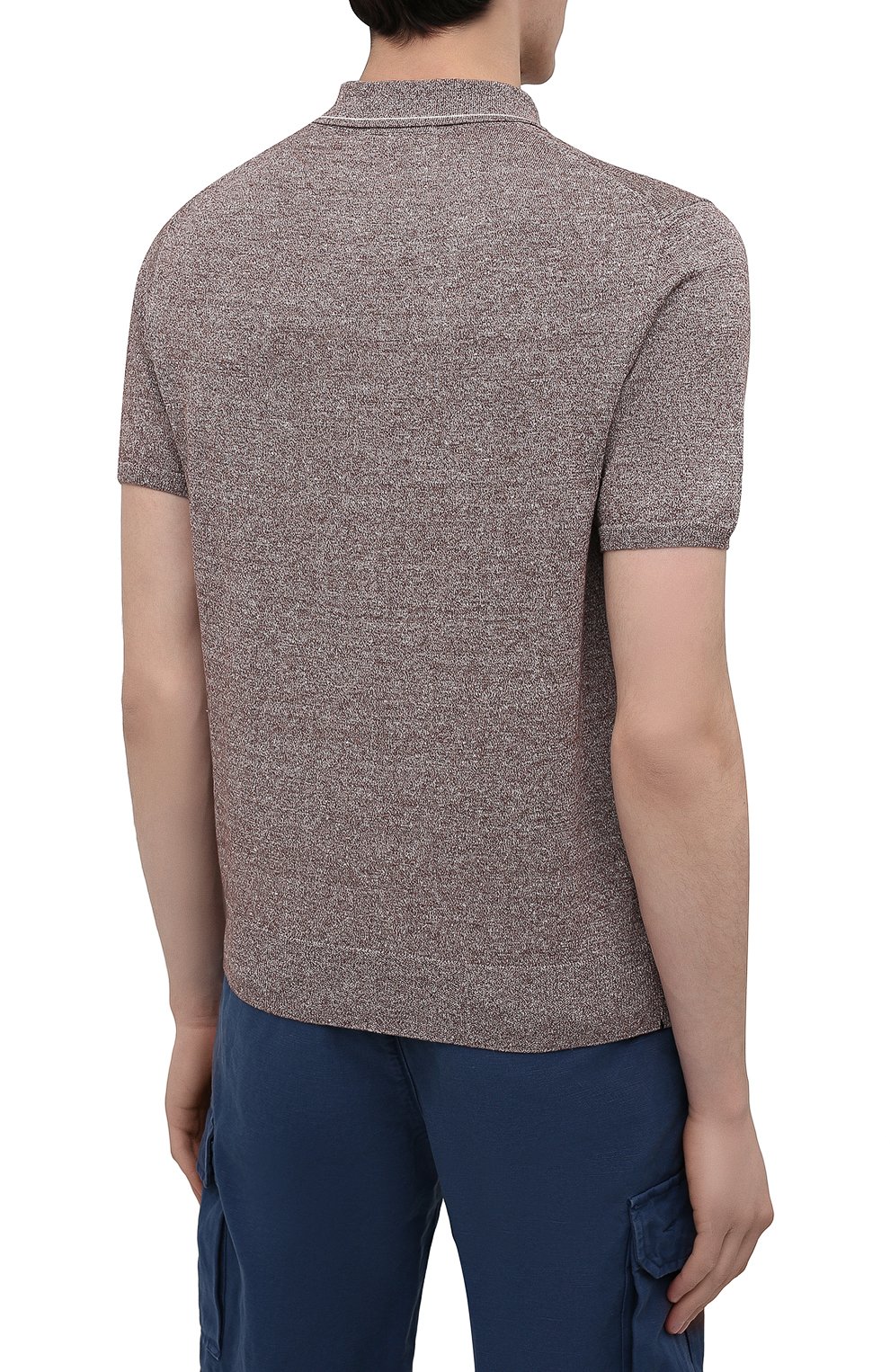Поло изо льна и хлопка FIORONI коричневого цвета по цене 43950 руб., арт. MK20701C1, фото 4 Поло изо льна и хлопка FIORONI, арт. MK20701C1, фото 4
