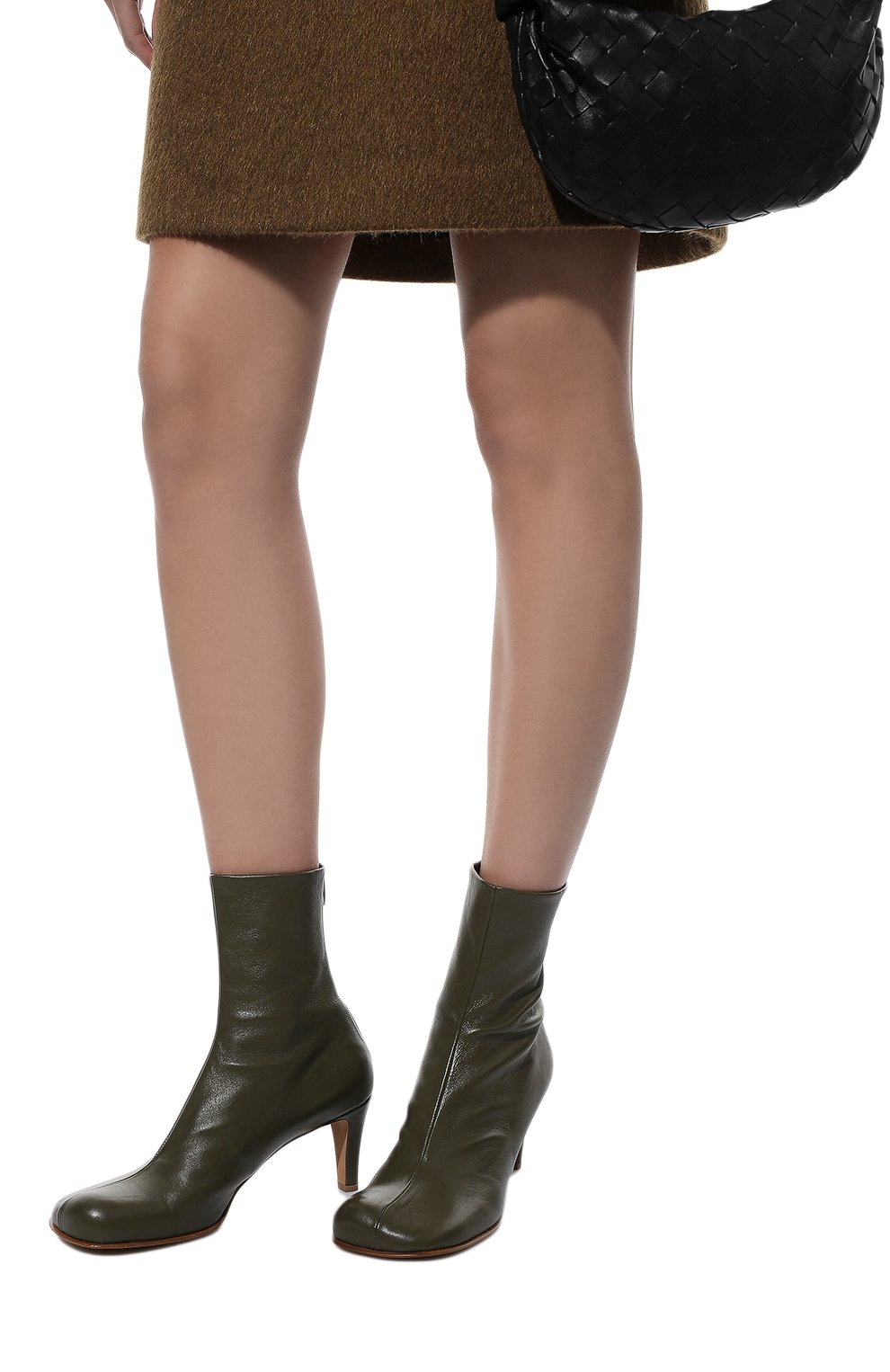 Кожаные ботильоны the block BOTTEGA VENETA хаки цвета по цене 114500 руб., арт. 667208/VBS00, фото 3 Кожаные ботильоны the block BOTTEGA VENETA, арт. 667208/VBS00, фото 3