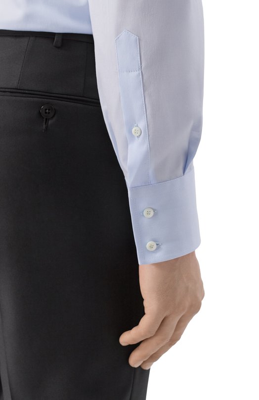 Хлопковая сорочка Brunello Cucinelli MBUC40028 Голубой  MBUC40028 Фото 5