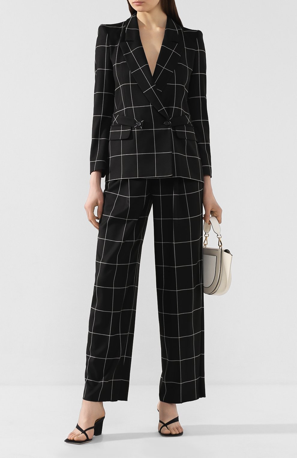 Двубортный жакет EMPORIO ARMANI черно-белого цвета по цене 89450 руб., арт. 5NG22T/52103, фото 2 Двубортный жакет EMPORIO ARMANI, арт. 5NG22T/52103, фото 2