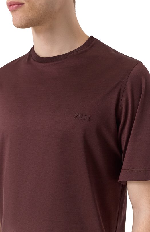 Хлопковая футболка Zilli TSR02HM0110VZL000 Бордовый  TSR02HM0110VZL000 Фото 5